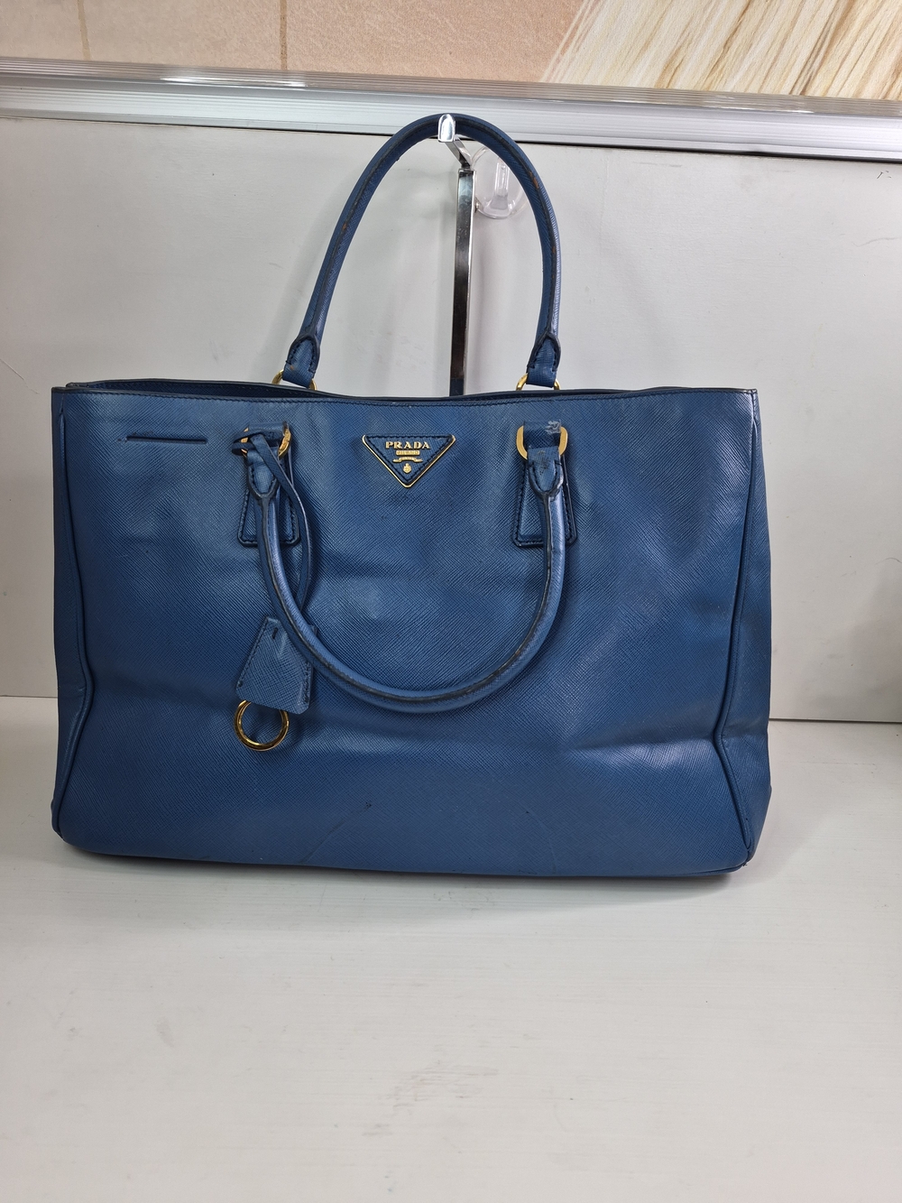 Prada Blue Saffiano Leather Tote Bag - Picture 6 of 14